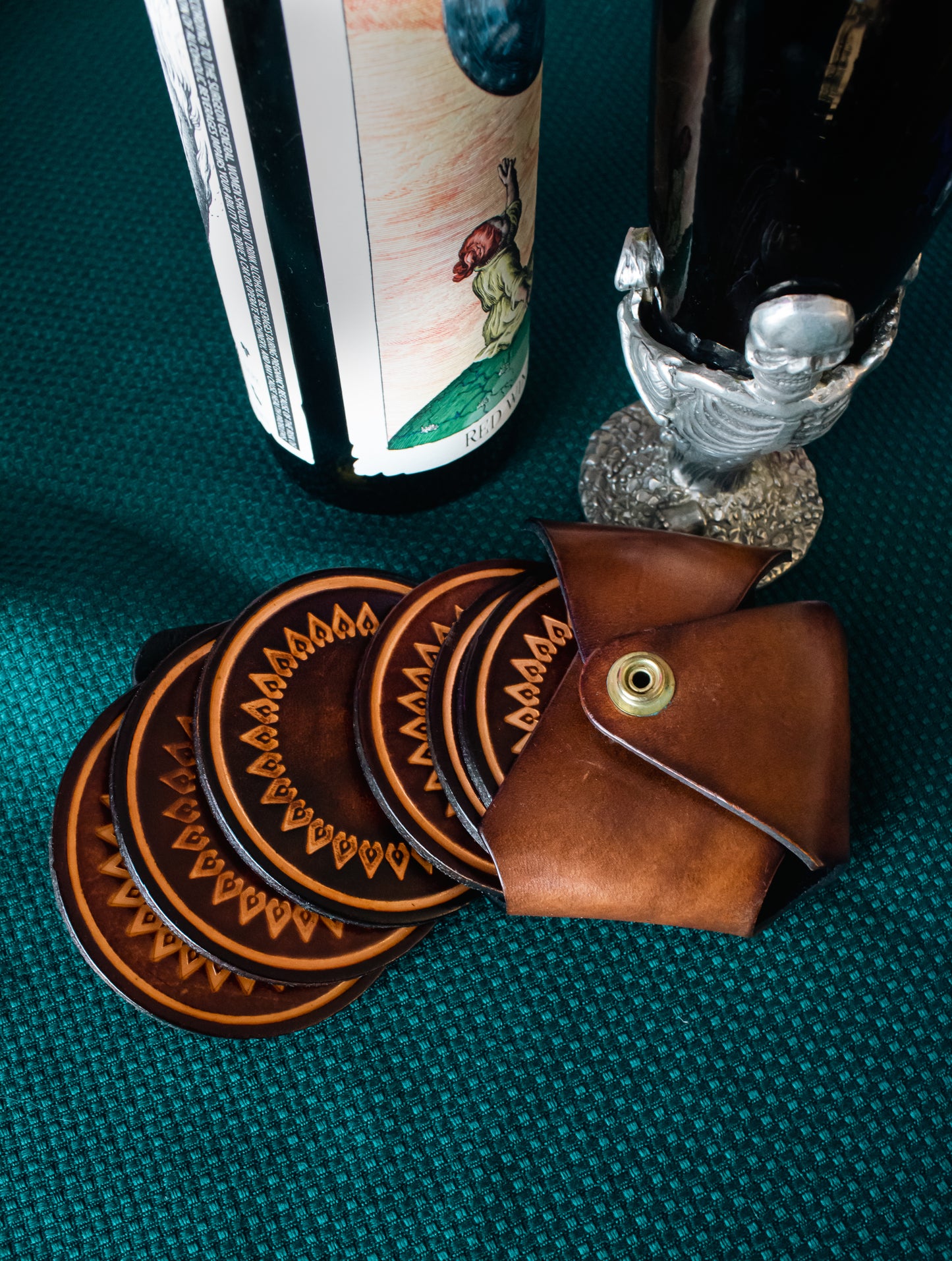 Coasters with Leather Case